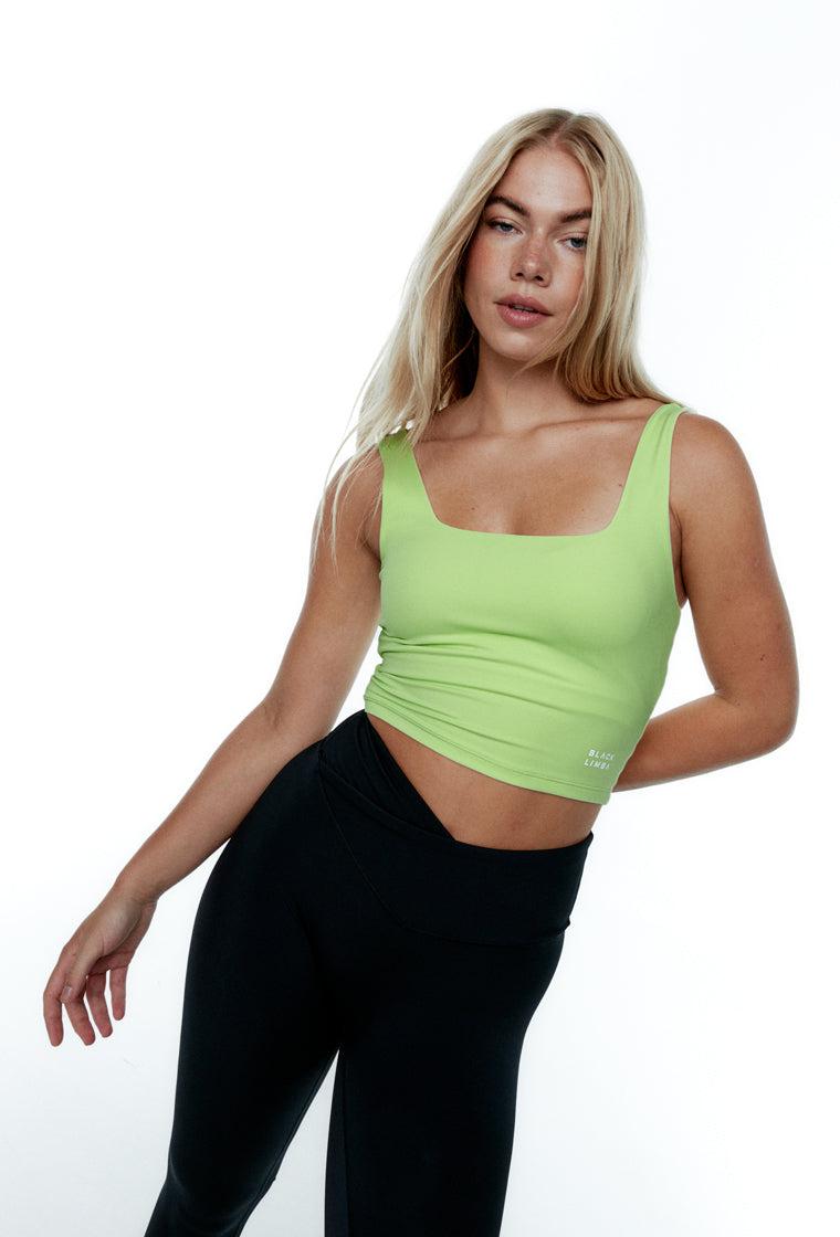 Top deportivo sujeción media Bhakti - Lime-Black Limba