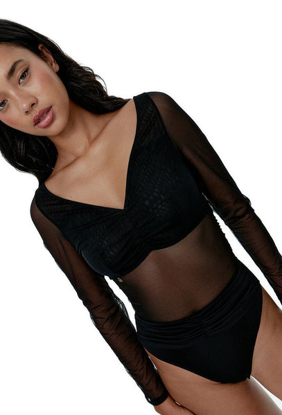 Diana Long Sleeve Bodysuit - Black