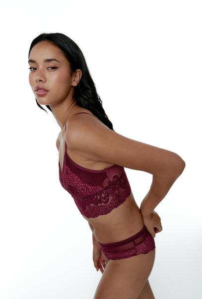 Bralette Crop Top Stevie - Burgundy-Black Limba