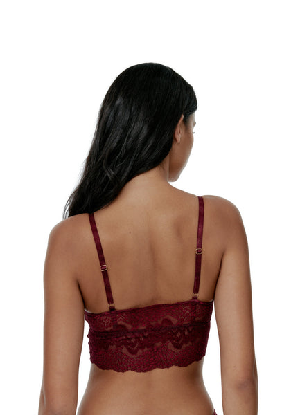 Bralette Crop Top Stevie - Burgundy-Black Limba