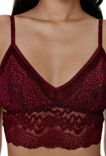 Bralette Crop Top Stevie - Burgundy-Black Limba