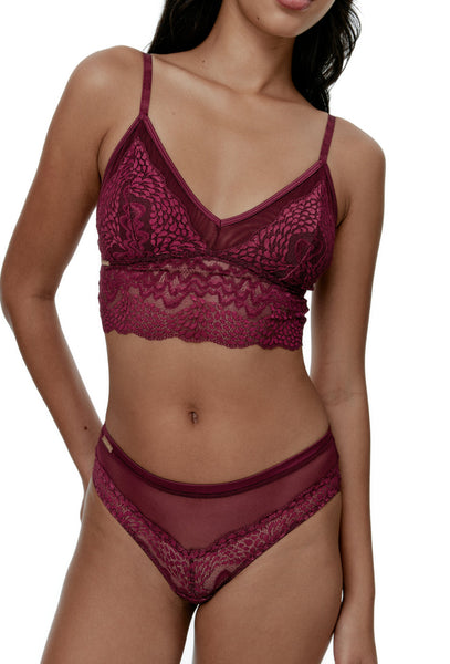 Bralette Crop Top Stevie - Burgundy-Black Limba