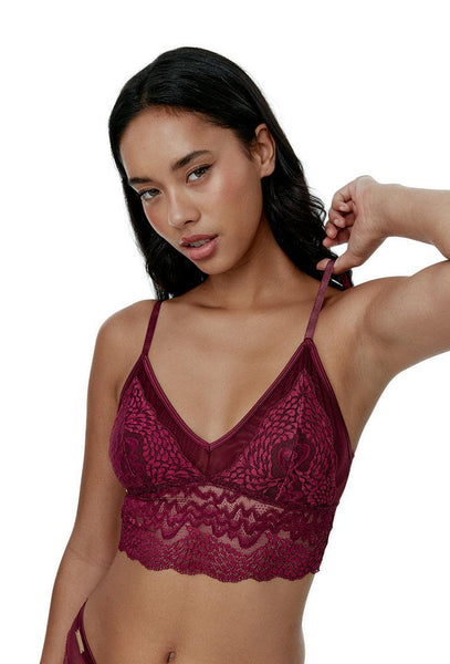 Bralette Crop Top Stevie - Burgundy-Black Limba