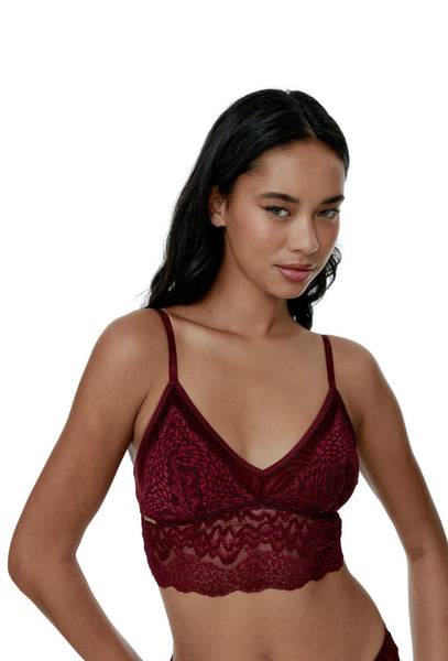 Bralette Crop Top Stevie - Burgundy-Black Limba