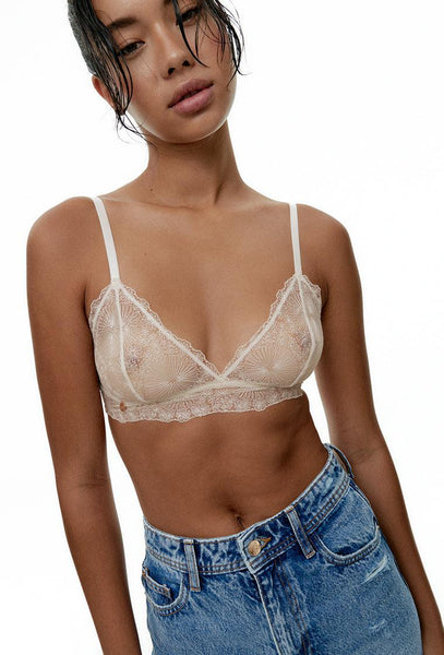 Bralette Triangular Janis - Gardenia-Black Limba