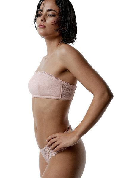 Bralette bandeau Nerine - Pastel pink-Black Limba