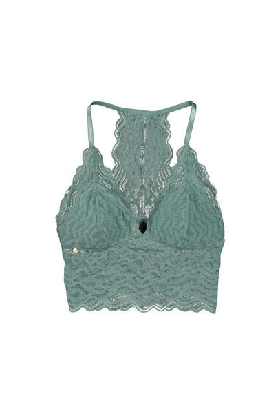 Bralette crop top Ariane - Sea green-Black Limba