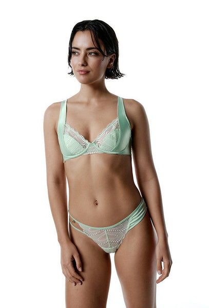 Bralette falso aro Dew - Light mint green-Black Limba