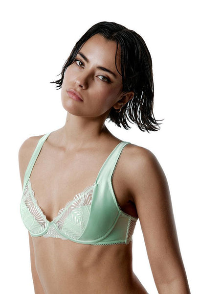 Bralette falso aro Dew - Light mint green-Black Limba