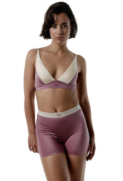 Bralette halter Glint - Dusty rose & Cream-Black Limba