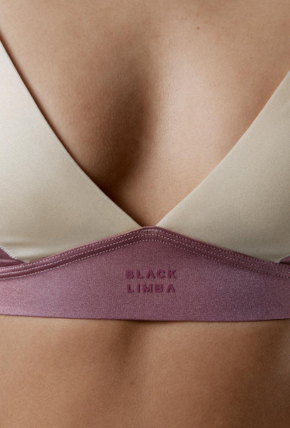 Bralette halter Glint - Dusty rose & Cream-Black Limba