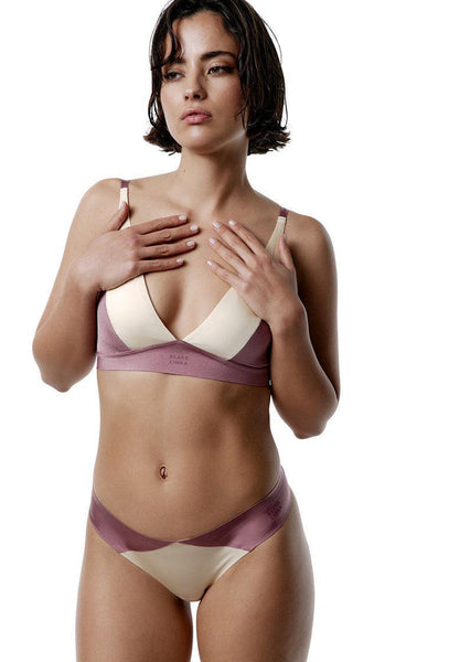 Bralette halter Glint - Dusty rose & Cream-Black Limba