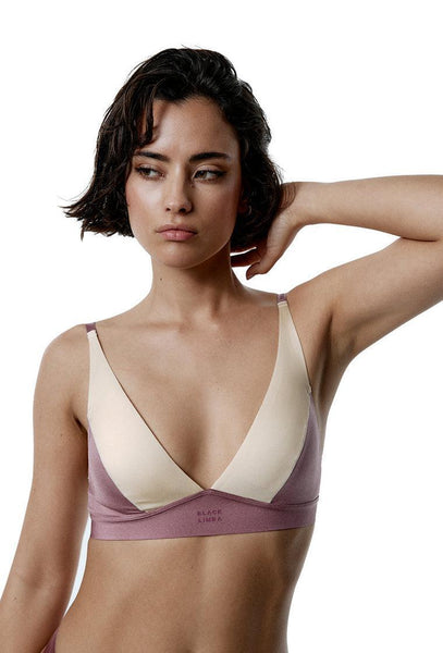 Bralette halter Glint - Dusty rose & Cream-Black Limba