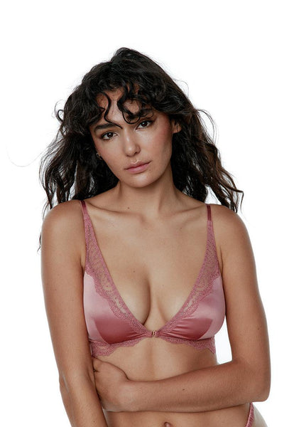 Bralette halter Liora - Dusty rose-Black Limba