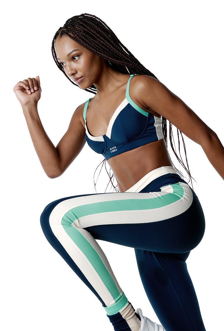 Calcetines largos Row - Striped Blue & Green-Black Limba