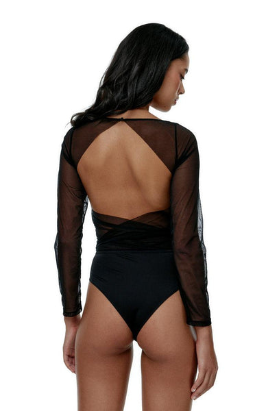 Diana Long Sleeve Bodysuit - Black