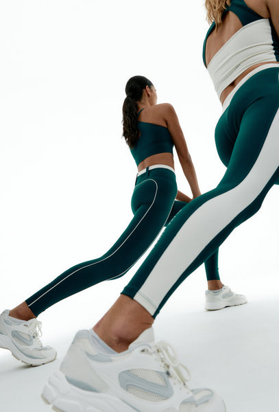 Legging deportivo Bicolor Streetflex - Teal & Cream-Black Limba