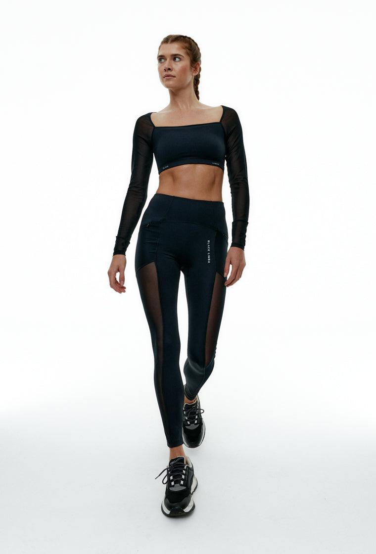 Legging deportivo Skyline Mesh - Black-Black Limba