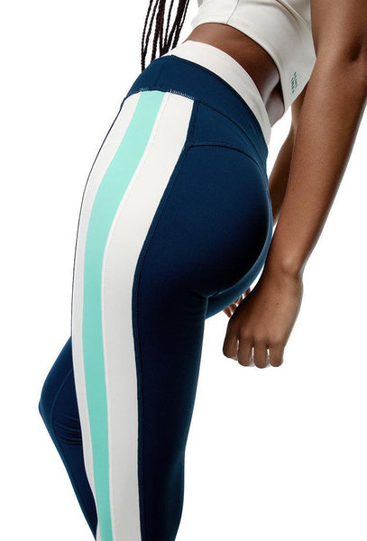 Legging deportivo SynergyFit - Tricolor Cream, Ocean blue & Sage-Black Limba