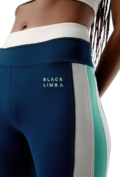 Legging deportivo SynergyFit - Tricolor Cream, Ocean blue & Sage-Black Limba