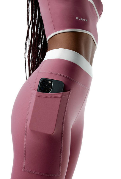 Legging deportivo bicolor CourtEdge - Dusty rose & Cream-Black Limba