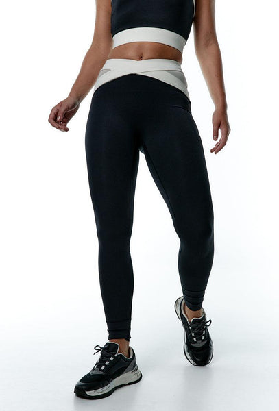 Legging deportivo bicolor Evolve - Black & Cream-Black Limba