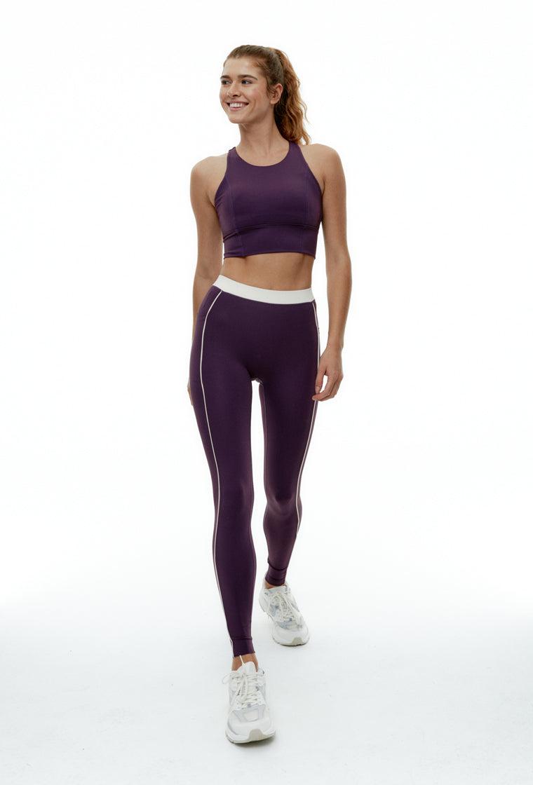 Legging deportivo bicolor Karma - Midnight Plum-Black Limba