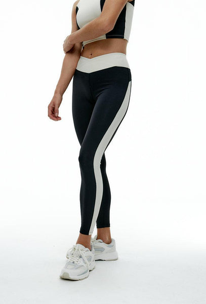 Legging deportivo bicolor Shadow Line - Black & Cream-Black Limba