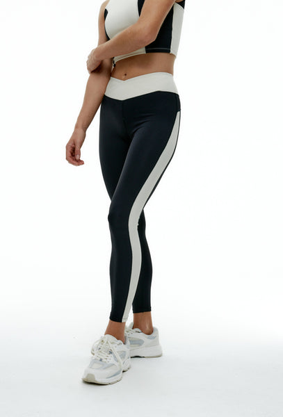 Legging deportivo bicolor Shadow Line - Black & Cream-Black Limba