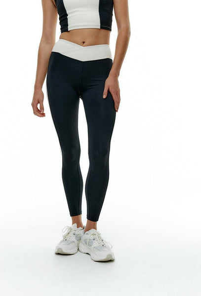 Legging deportivo bicolor Shadow Line - Black & Cream-Black Limba