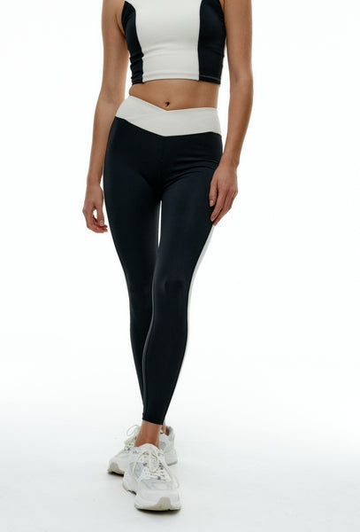 Legging deportivo bicolor Shadow Line - Black & Cream-Black Limba