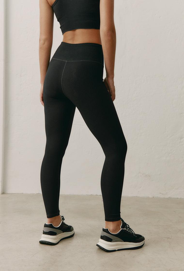 Legging deportivo de canalé Jari - Black-Black Limba