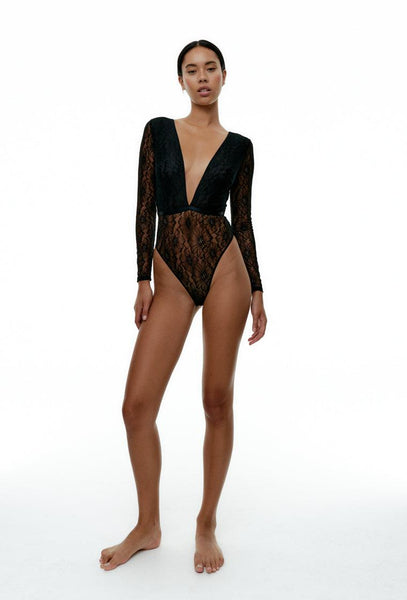 Body Manga Longa Sade - Preto