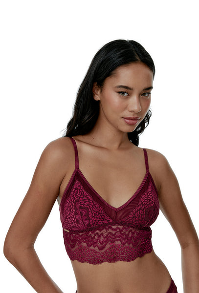 Bralette Crop Top Stevie - Burgundy-Black Limba