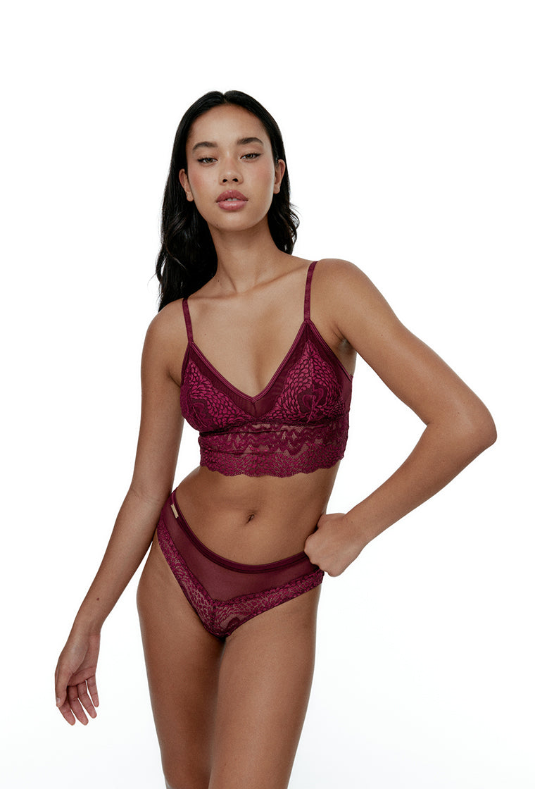 Bralette Crop Top Stevie - Burgundy-Black Limba