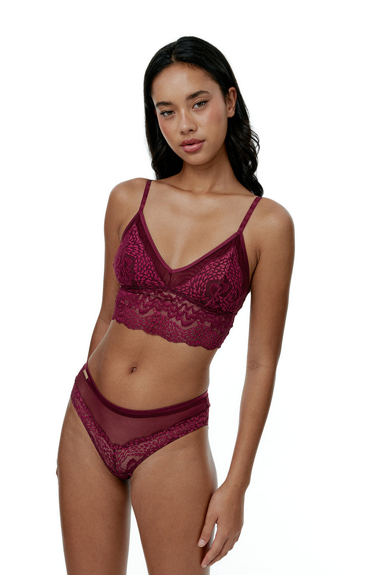 Bralette Crop Top Stevie - Burgundy-Black Limba